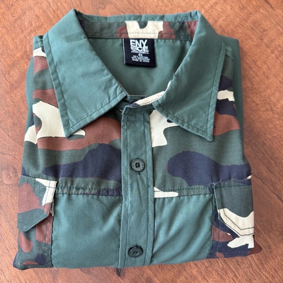 Enyce Shirt Mens 4X Army Green Camo Button Down Collared Long Sleeve - Picture 1 of 5